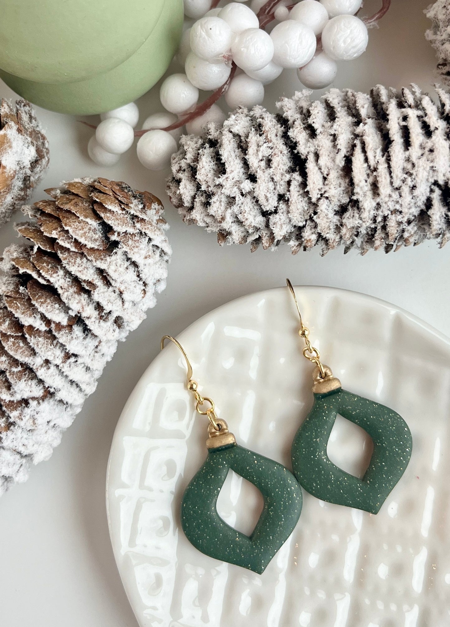 1. Holiday ornament earrings, lightweight jewelry, polymer clay