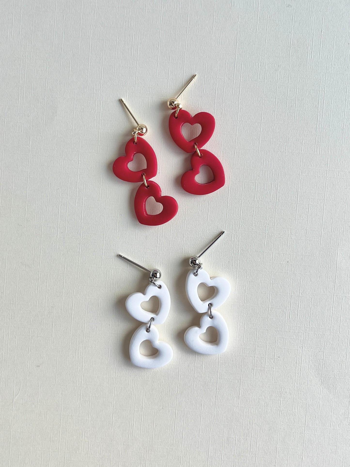 .  Heart handmade earrings, polymer clay jewelry