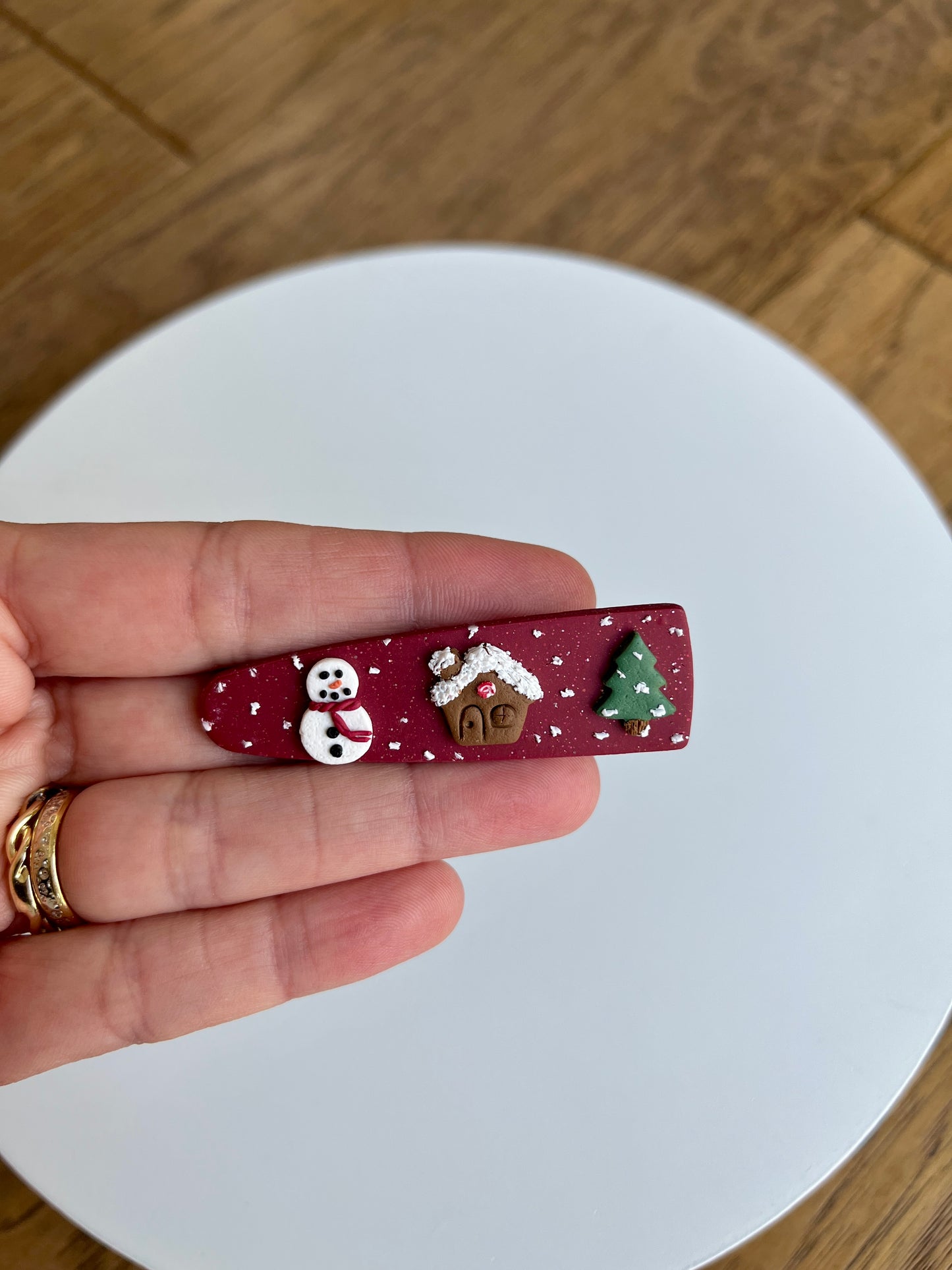 1. Hair clip, handmade, polymer clay