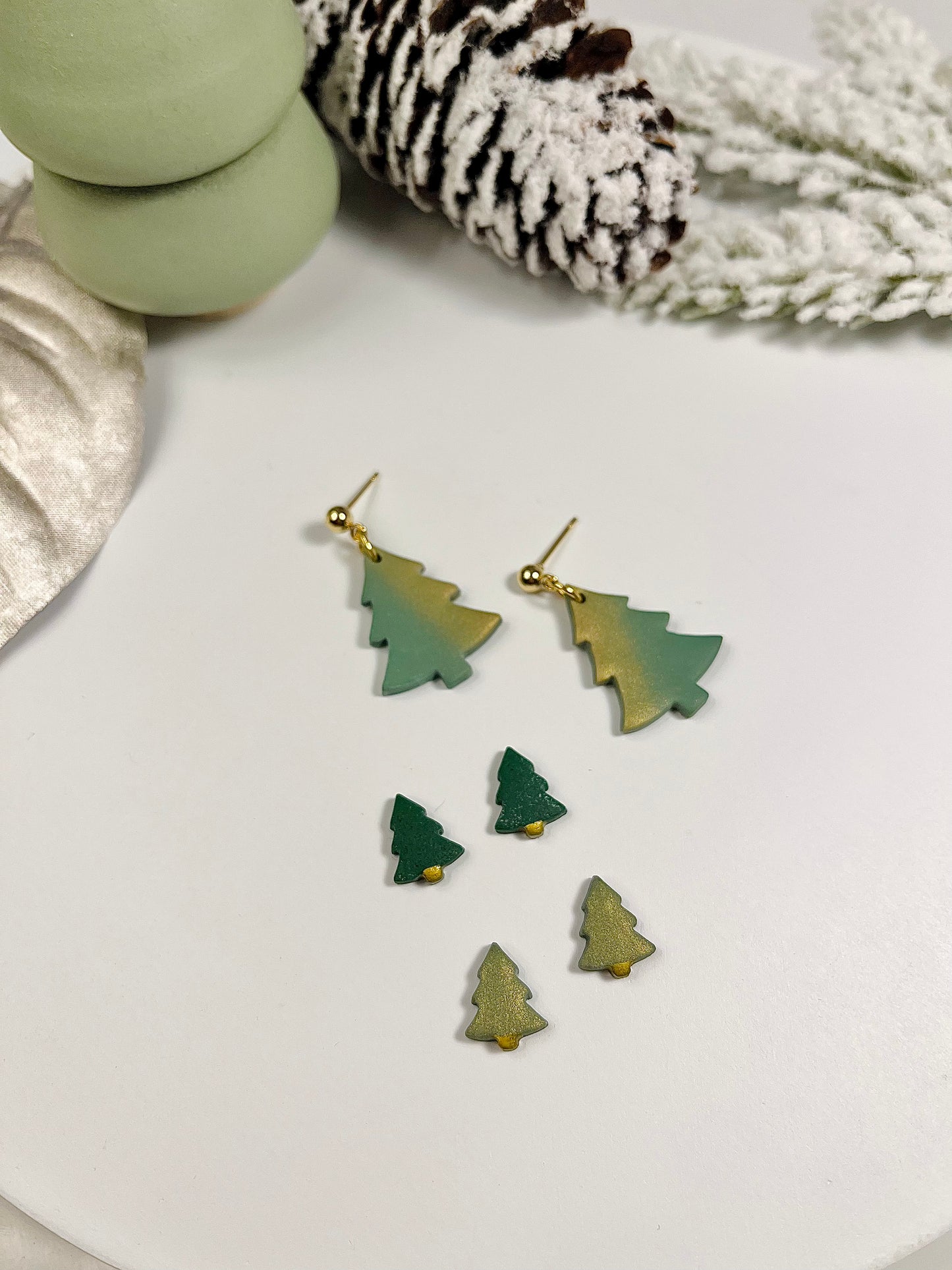 e.  Christmas tree earrings, lightweight, everyday wear, holiday jewelry